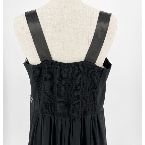 Womens Formal Long Dress Black Sleeveless Lace Beaded Chiffon Altered Sz XL - Picture 6 of 12